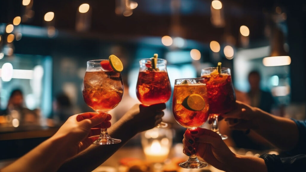 Cheers to Friends. Drinking glasses and good times.